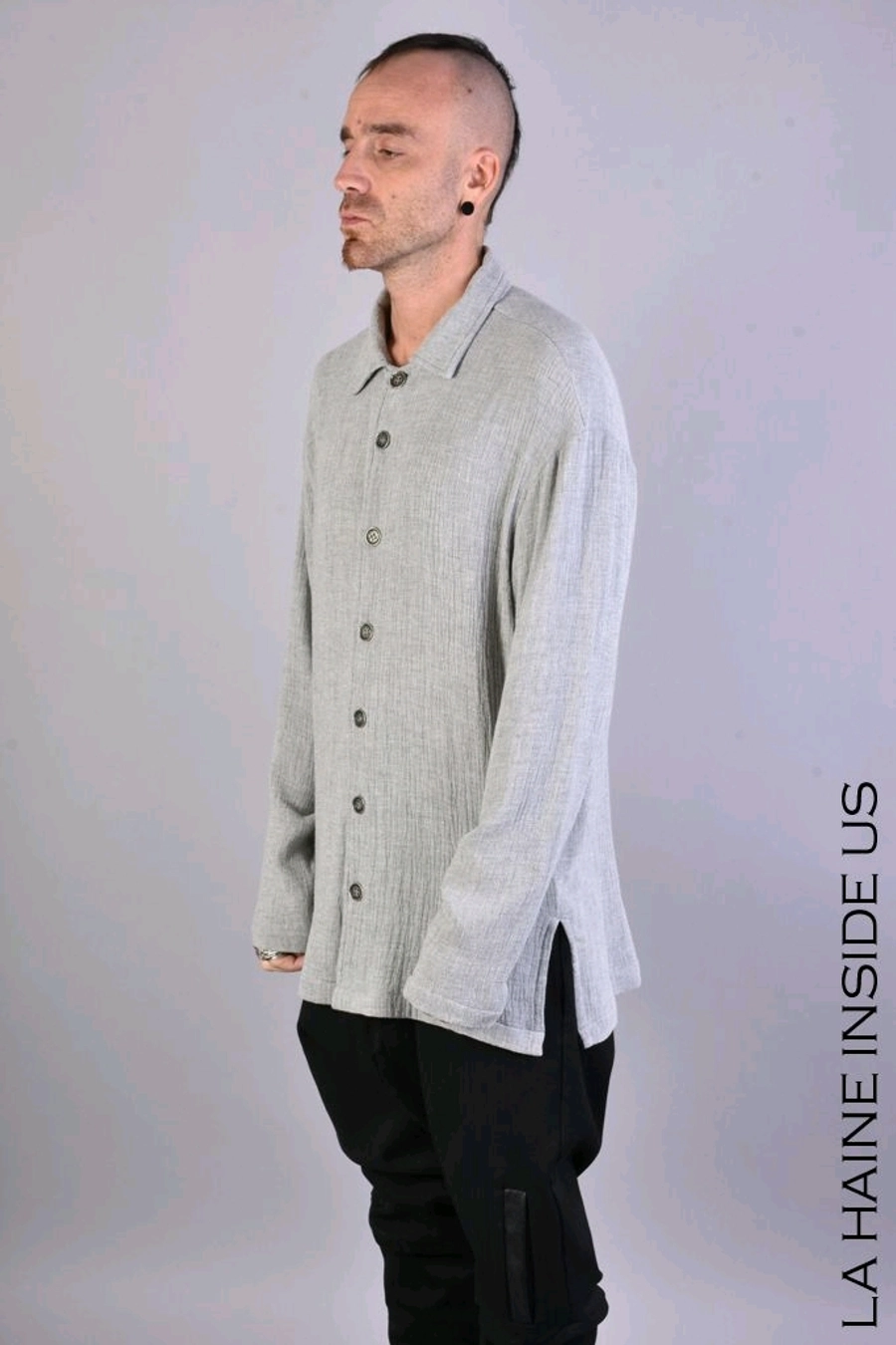 Camicia regular con doppia garza di lana
