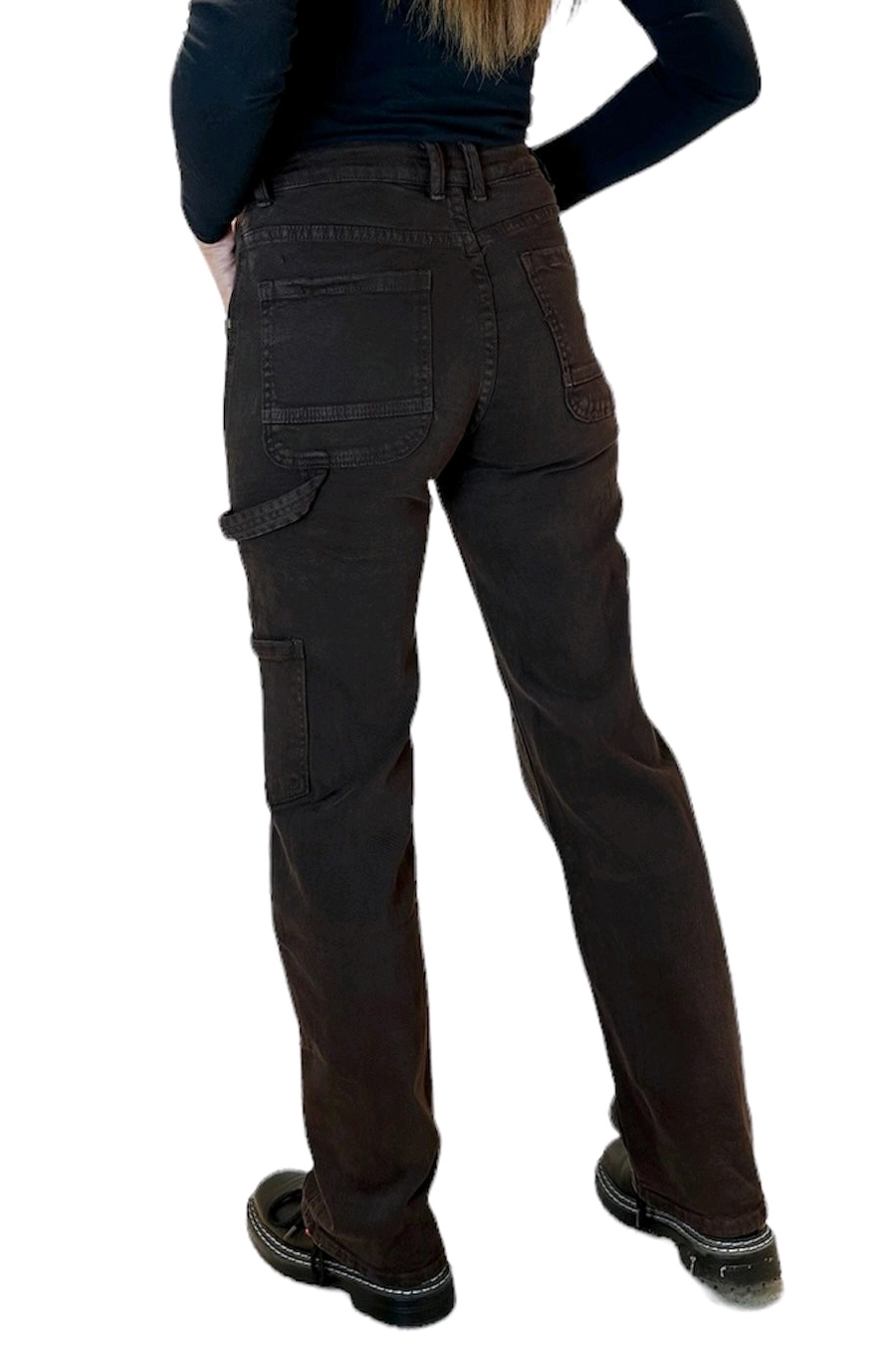 Pantaloni Cargo in Denim color marrone